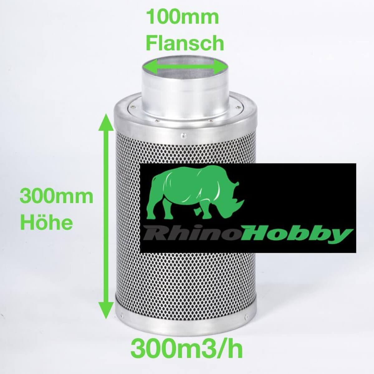 Rhino Hobby Aktivkohlefilter 250m³/h Flansch Ø 100mm Rhino Hobby 225 Aktivkohlefilter